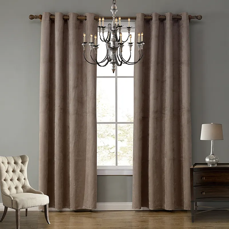 Cortinas de ventana, cortina opaca de tejido triple, tela de terciopelo tejida para sala de estar de terciopelo, ojal XL sólido moderno