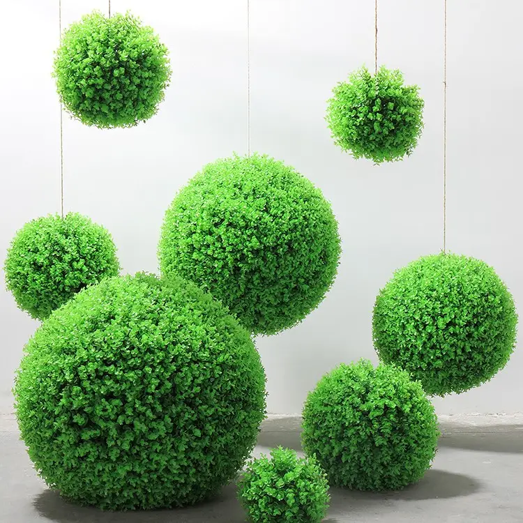 यूवी संरक्षित पर्यावरण के अनुकूल अशुद्ध पौधों सजावटी घास गेंदों कृत्रिम बोकसवुद गेंदों Topiary