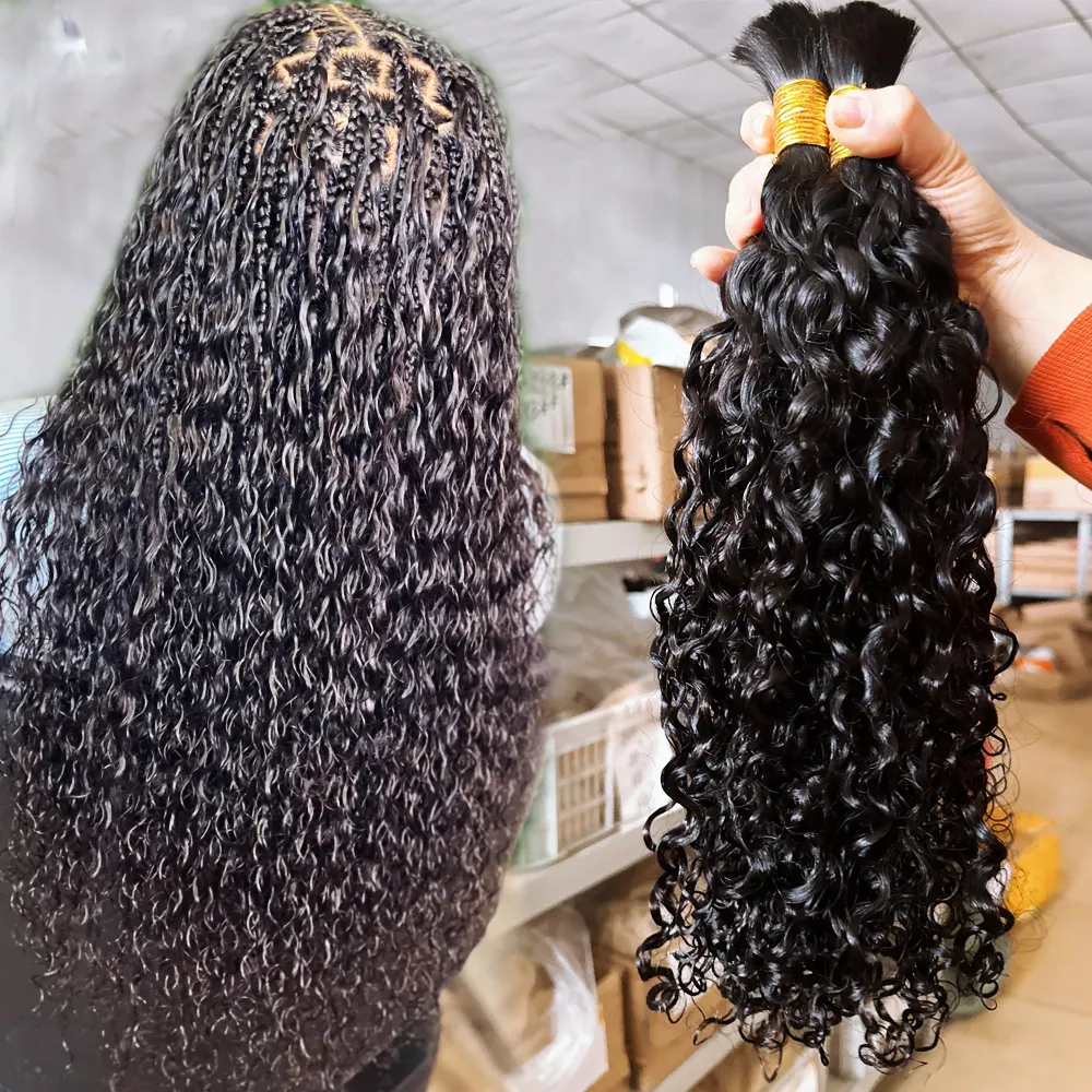 Hot Sale Raw Virgin Water Wave Bulk Human Hair Extensions No Weft for Boho knotless braids