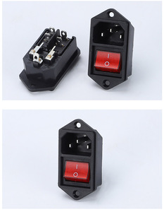 AC-01 erkek soket AC IEC fiş 7pins paneli montaj giriş kadın ac güç soketi sigorta rocker anahtarı ile - Product Image 3