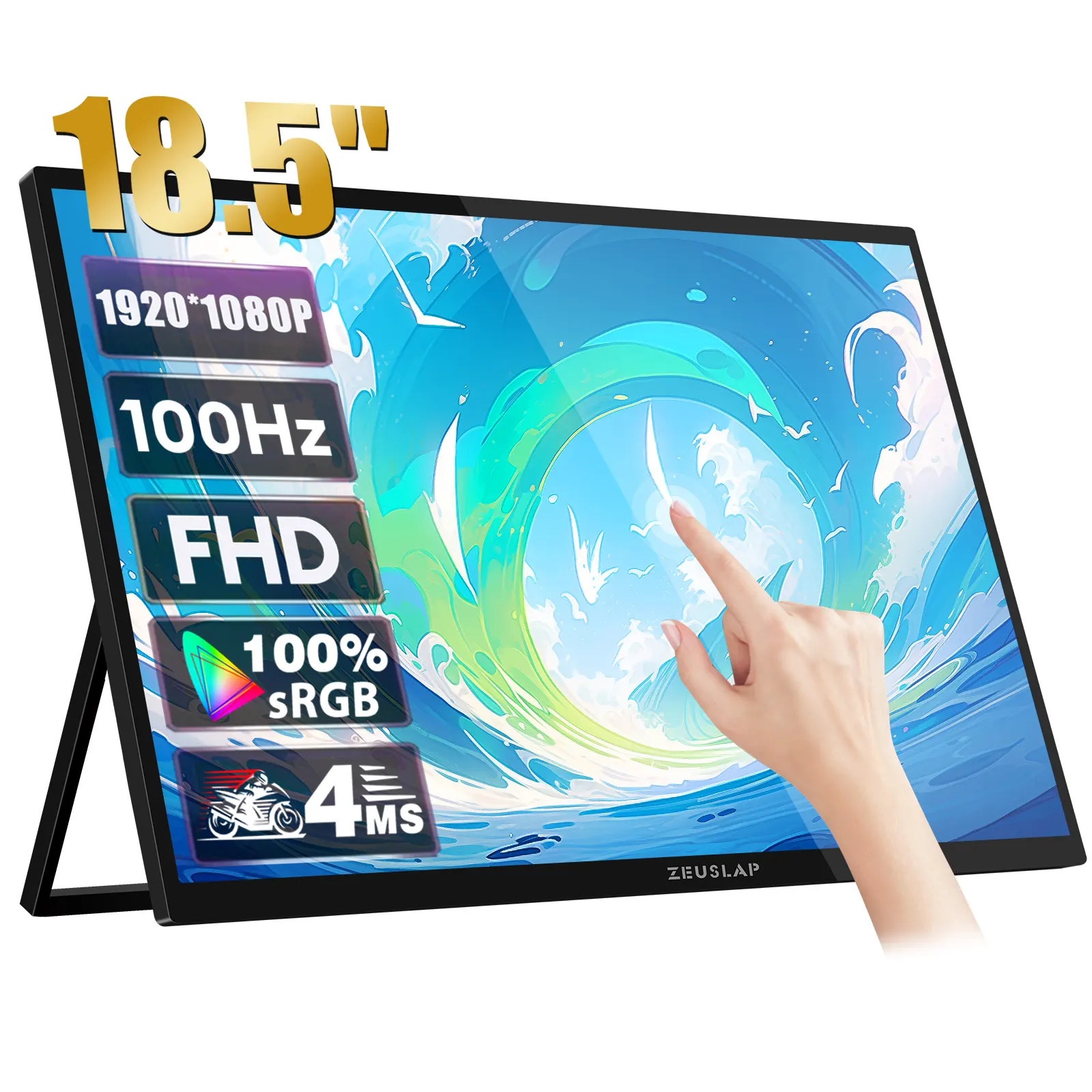 18.5 "زيوسلاب المحمولة شاشة لمس LCD حامل 1920 * 1080P IPS شاشة لمس شاشة: 9 نموذج جديد حامل الشاشة