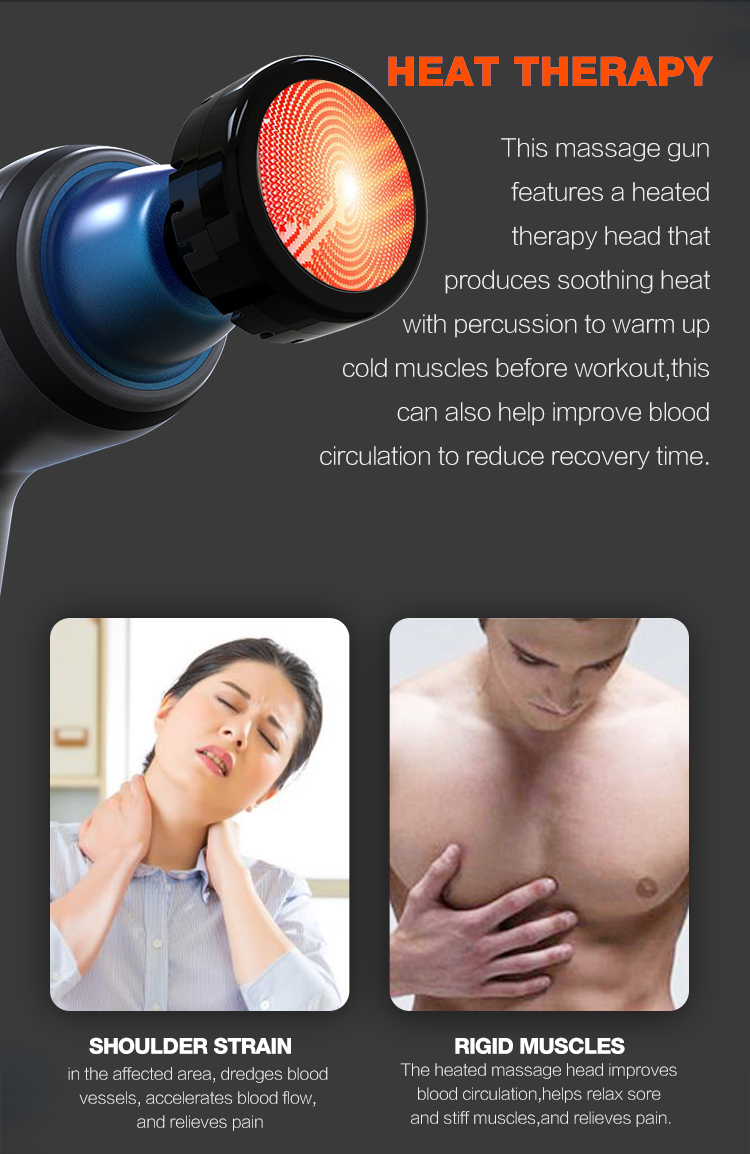 Custom 2600mAh 16MM Amplitude Cold Heated Cryotherapy Athletes Recovery Therapy Deep Tissue Fascia Muscle Massage Gun