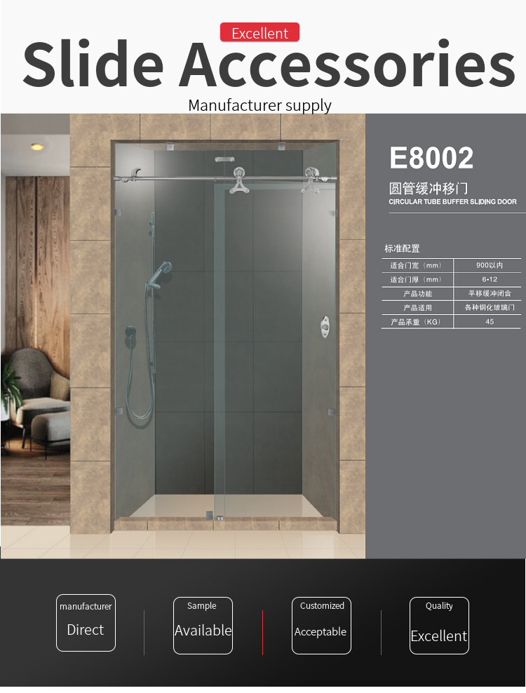 Hot selling Sliding Frameless Glass Shower Door Hardware Wheels Glass Sliding Shower Door Hardware