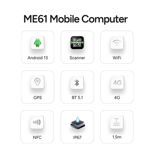 MEFERI-Escáner de código de barras industrial PDA ME61, colector de datos portátil, PDA resistente con motor de escaneo de código de barras Zebra 2D QR, Android 13 - Product Image 6