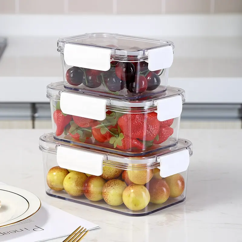 3 adet mutfak taze tutma kutusu gıda sebze meyve yemek kabı gıda güvenli PET buzdolabı gıda saklama kabı seti
