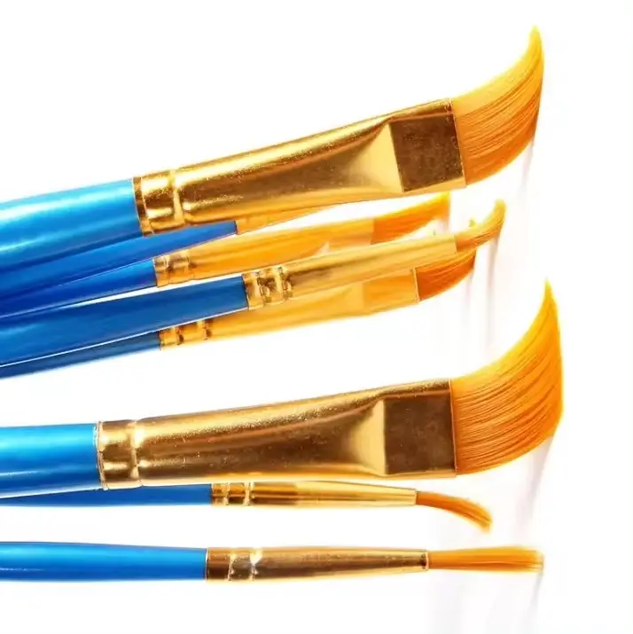 Ressam kalem ucuz toptan renk mavi 10 adet boya suluboya akrilik yağlıboya Kolinsky fırçalar Set naylon saç sanatçı sanat