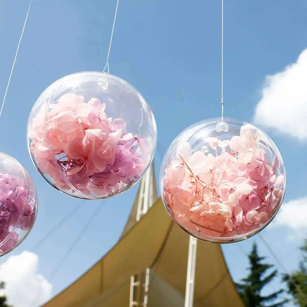 Yonci bola de acrílico personalizada, bola de plástico acrílico à prova de quebra para decoração de bolas de enfeitar