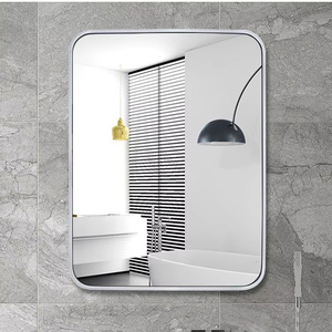 Fábrica de Fornecimento Seguro Rodada Cantos Wall Mounted Pendurado Alumínio Moderno Emoldurado Retangular Decorativa Banheiro Chuveiro Espelho