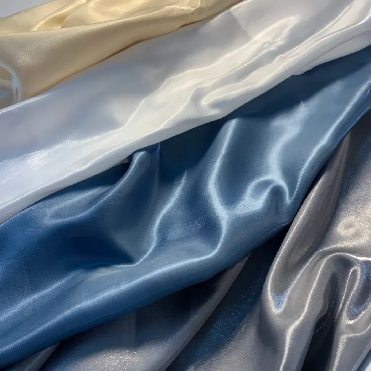 Atacado Luxo Silk Brilhante Metálico Líquido Organza Satin Tecido Para Vestido De Noiva
