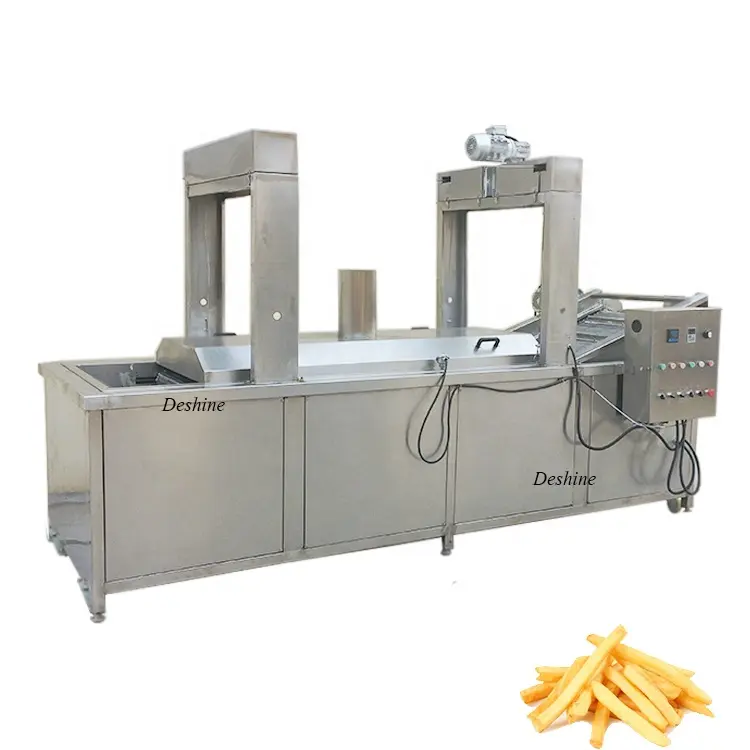 औद्योगिक कन्वेयर बड़े नग्गेट मछली फ्राइंग लाइन चिकन मूंगफली फ्रायर मशीन निरंतर फ्रायर मशीन