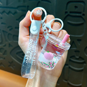 חם מכירה keychain קריאטיב יד אקרילי ביד בקבוק שרשרת מקלדת נוזלית מותאם אישית