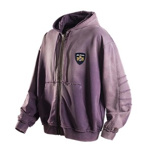 Áo hoodie có khóa kéo, chất liệu cotton Pháp 100%, dày 450-500 gsm, kiểu dáng streetwear, may xước, thiết kế riêng của <span class=keywords><strong>Finch</strong></span> Garment Manufacturers. - Product Image 4