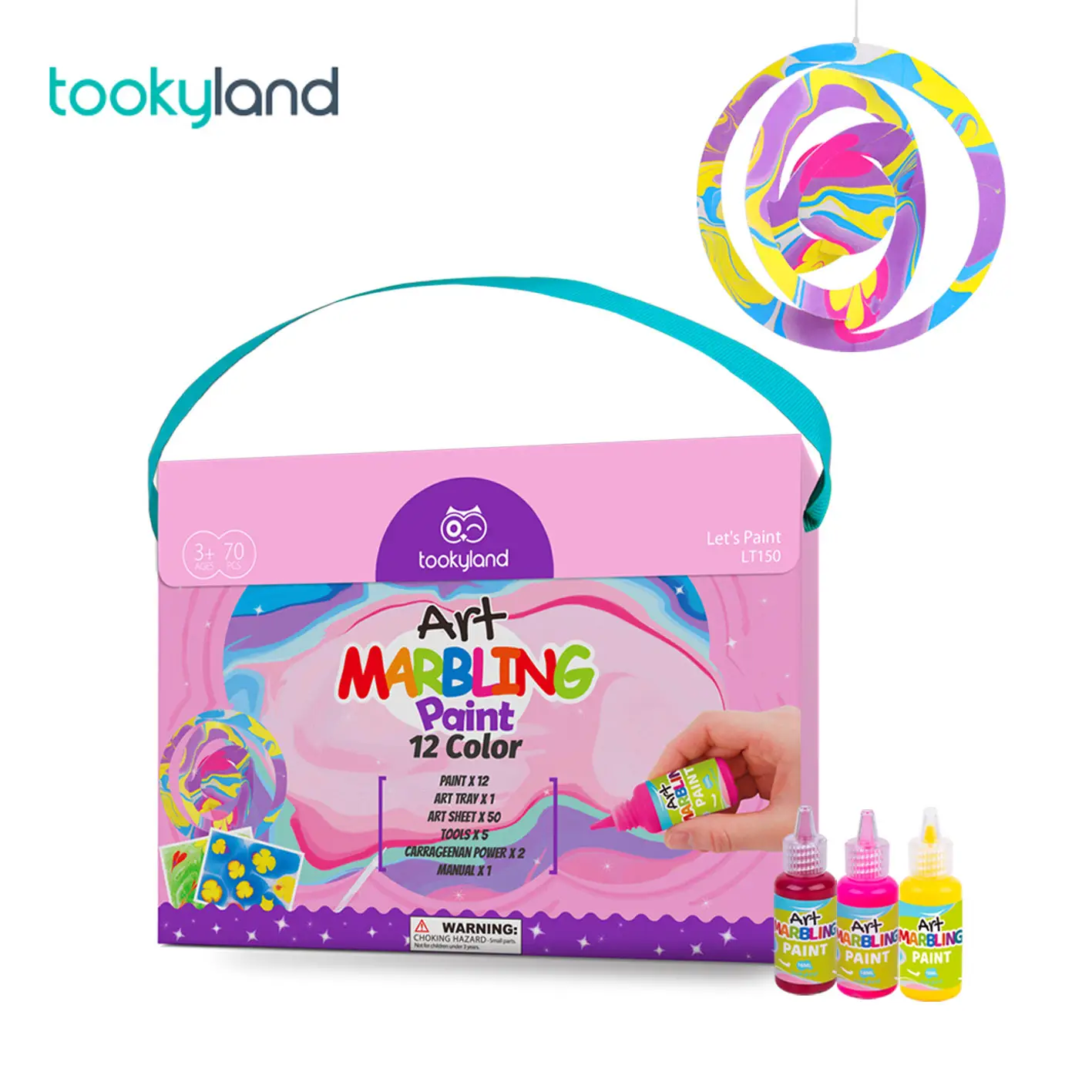 Kit de pintura de mármol de agua de 12 colores no tóxico arte y artesanía para niños marmoleado dibujo juguetes conjunto preescolar