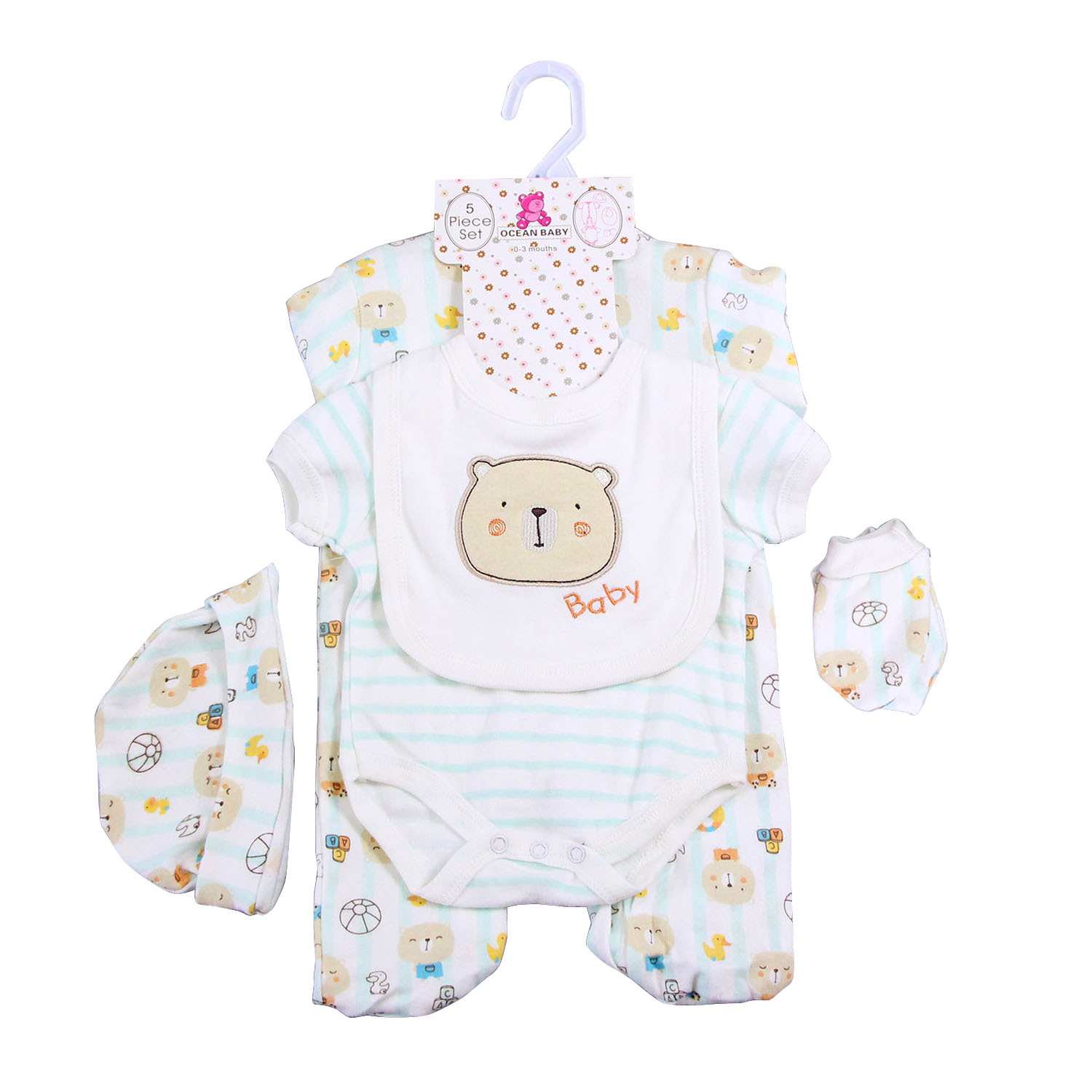 Ropa de bebé con diseño de oso amarillo.