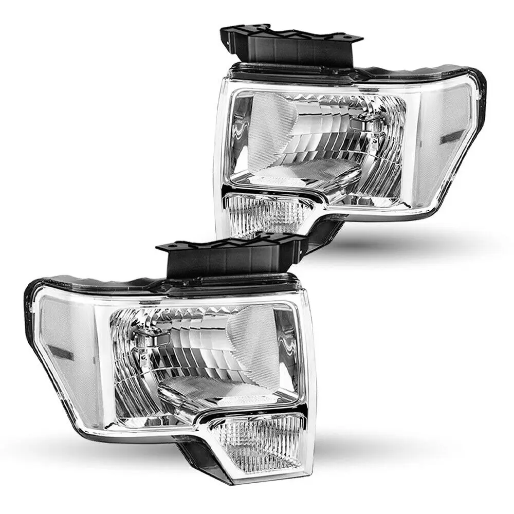 Faros delanteros derechos BAINEL, todos cromados, se adapta a Ford F150 2009-2014 OEM FO2503289/FO2503287