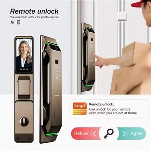 Cerradura de puerta inteligente con reconocimiento facial 3D Glomarket con cámara seguridad de huellas dactilares completamente automática Tuya Wifi cerradura inteligente Digital