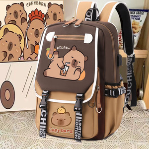 Capibara Schoolbag büyük kapasiteli kızlar ortaokul ilkokulu okul sırt çantası Capybara sevimli karikatür geri çantası
