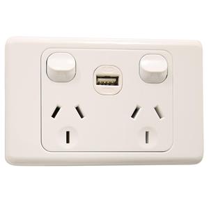 批发SAA认可的AS/NZS双USB 10A 250V卧式双powerpoint插座开关插座