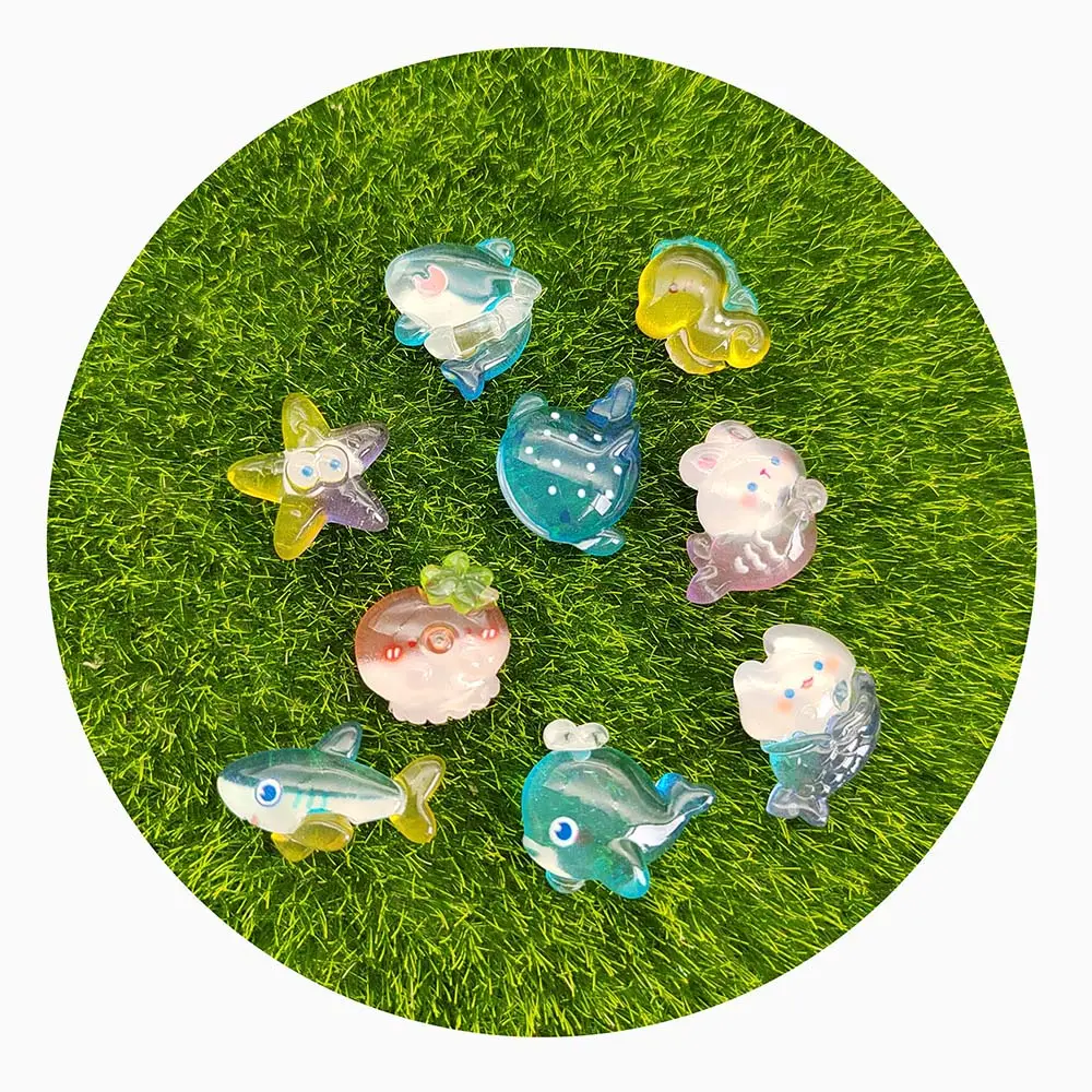 Figuras de animales del océano de resina, adornos, animales del océano en miniatura, Mini figuras de resina, abalorios de limo para fiesta de cumpleaños, Hada Ga
