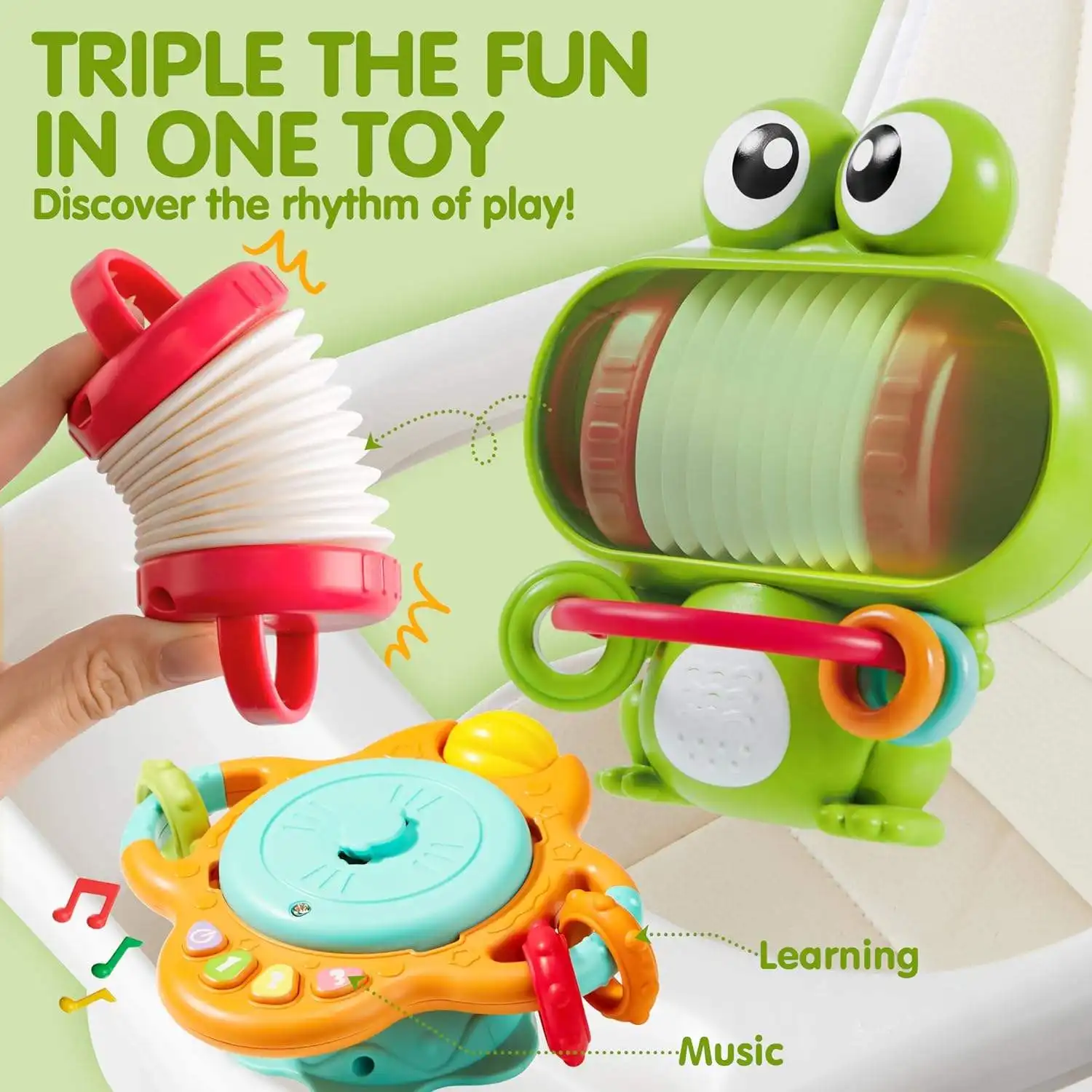 2024 Baby Baby Kinderstoel Speelgoed Kikker Interactieve Baby Zintuiglijk Speelgoed Montessori Educatief Speelgoed Met Zuignap En Muziek