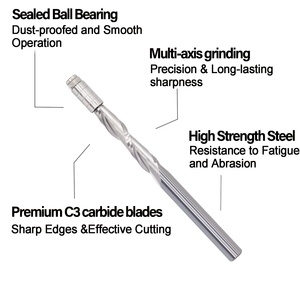 Tuôn ra TRIM Router <span class=keywords><strong>bit</strong></span> 2 sáo, 4 mang thêm dài upcut xoắn ốc cho Gỗ mẫu mô hình trang trí-1/4 "Shank - Product Image 4