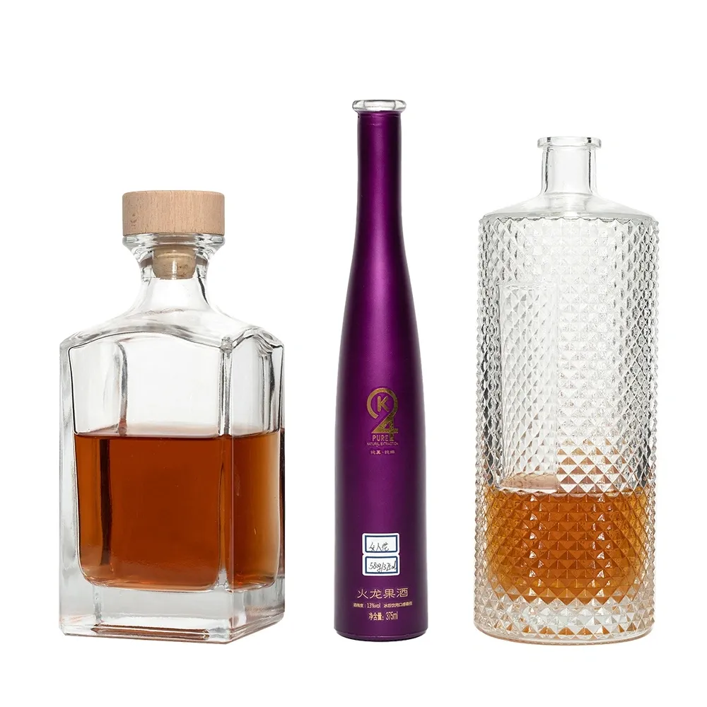 Ausgefallene Design 750ml Whisky flasche 500ml 700ml Premium Whisky Brandy Rum verwendet Schnaps Weinglas flasche Großhändler