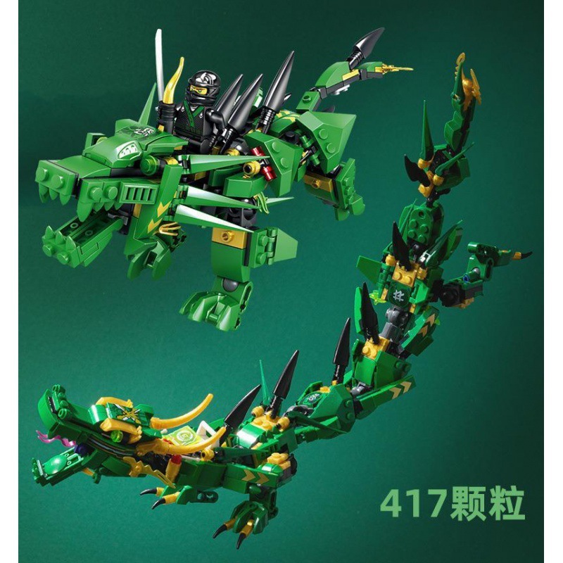 Dragon mécanique azur, transformable en ninja, version 2.0.
