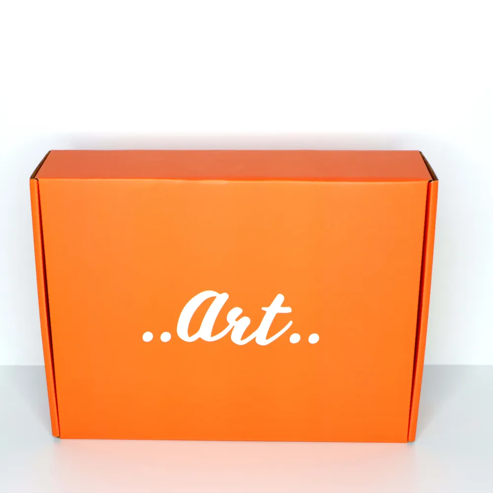 Servicios de impresión personalizados, embalaje ecológico, cajas de envío impresas, color naranja