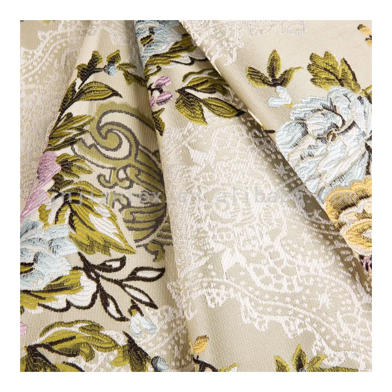 Design especial amplamente usado poliéster 300cm floral jacquard tecido