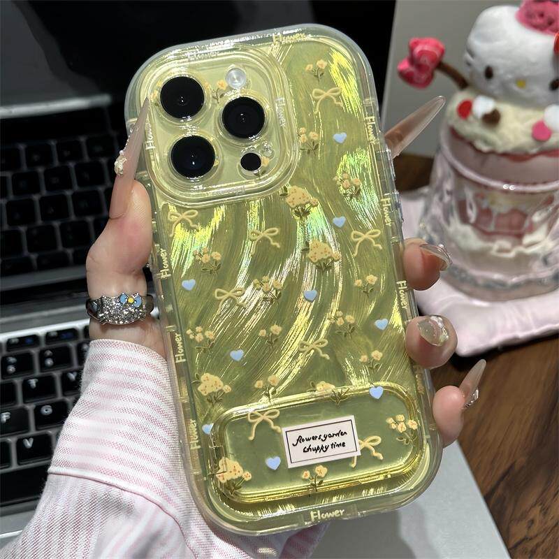 Feathergauze case transparent spring green gradient stand