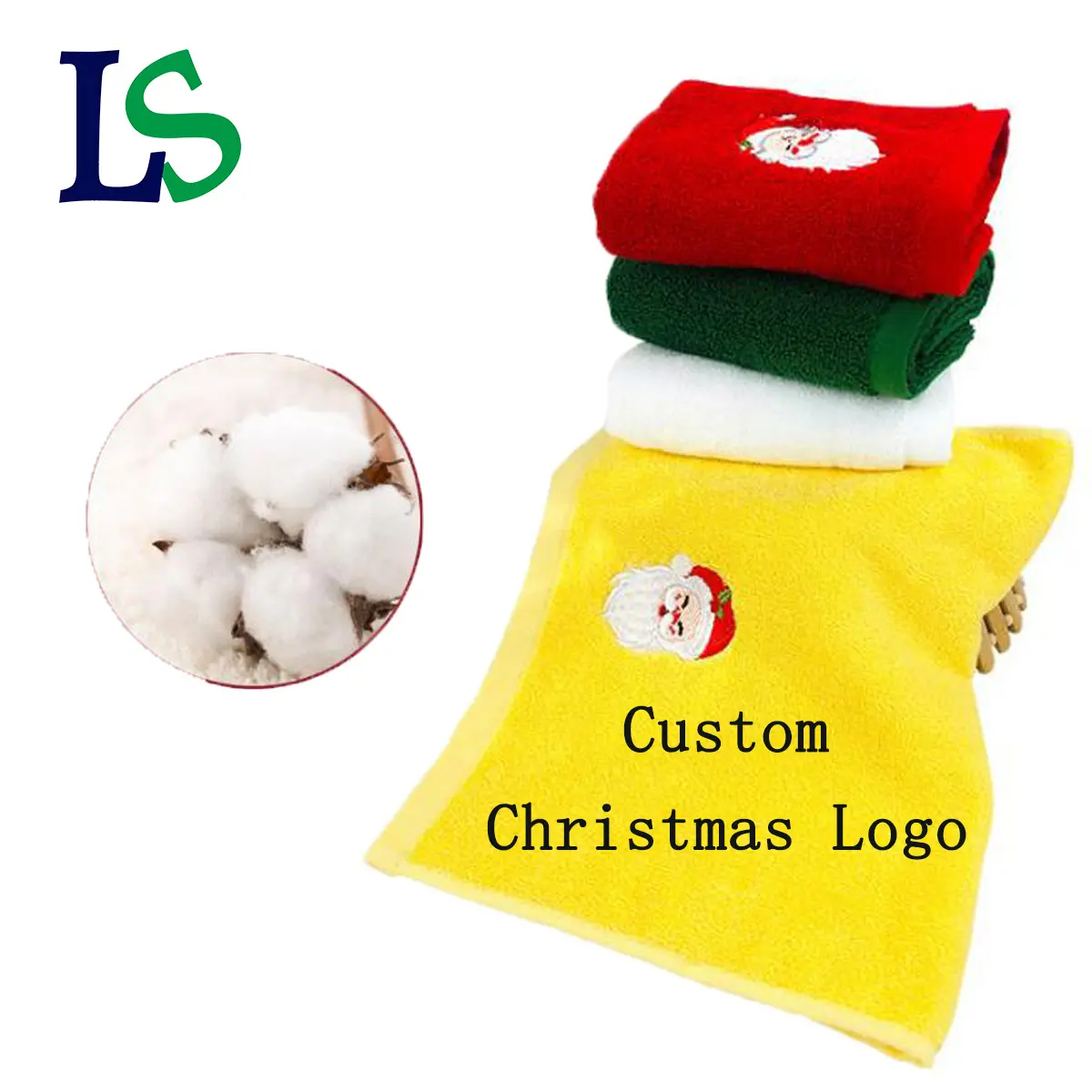 Toalha bordada costume do algodão do logotipo do Natal do pacote luxuoso para a decoração do Natal da família e os presentes do Natal