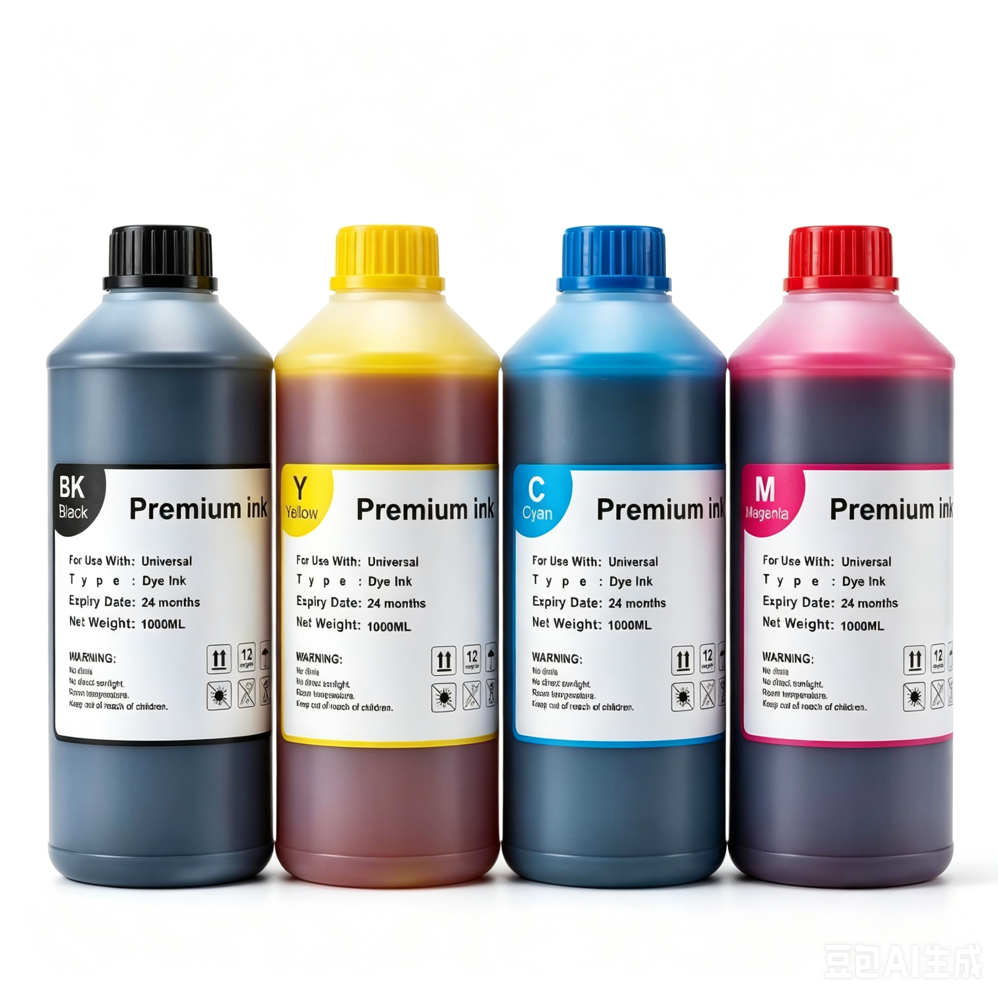 Red Yellow Blue Black liquid dye 1L