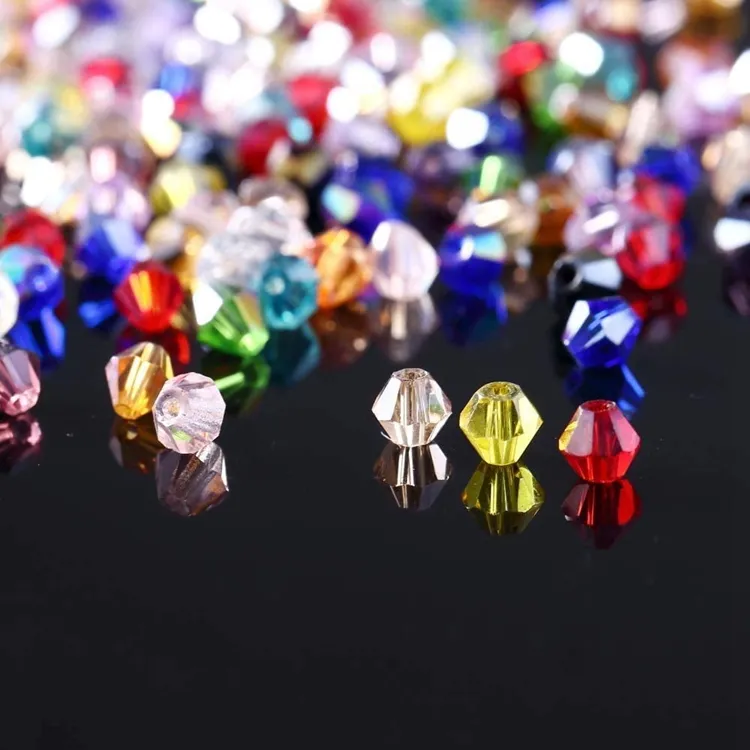 Miçangas de cristal coloridas em atacado, honor de crysal bicone facetado a granel, 6mm, miçangas de cristal para fabricação de jóias