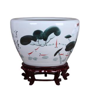 Jingdezhen bể cá Gốm Vẽ tay với rùa lớn và hoa sen Trung Quốc trang trí nhà sàn Bình - Product Image 6
