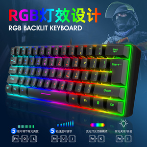 Teclado mecánico con cable para ordenador portátil, teclado con luz RGB para juegos de ordenador de escritorio
