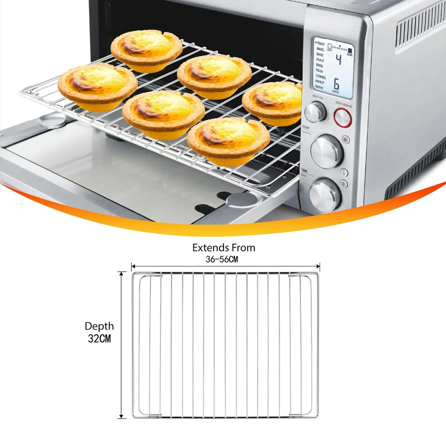 Grille de four de cuisine en acier inoxydable Supports de four réglables Rôtissage de poulet Support de four à micro-ondes extensible en métal