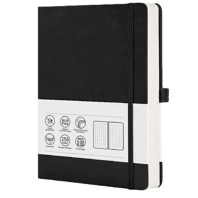 JX200 Disque promotionnel Boîte personnalisée Emballage A5 Cahier rigide en vrac en cuir Pu avec support pour téléphone portable