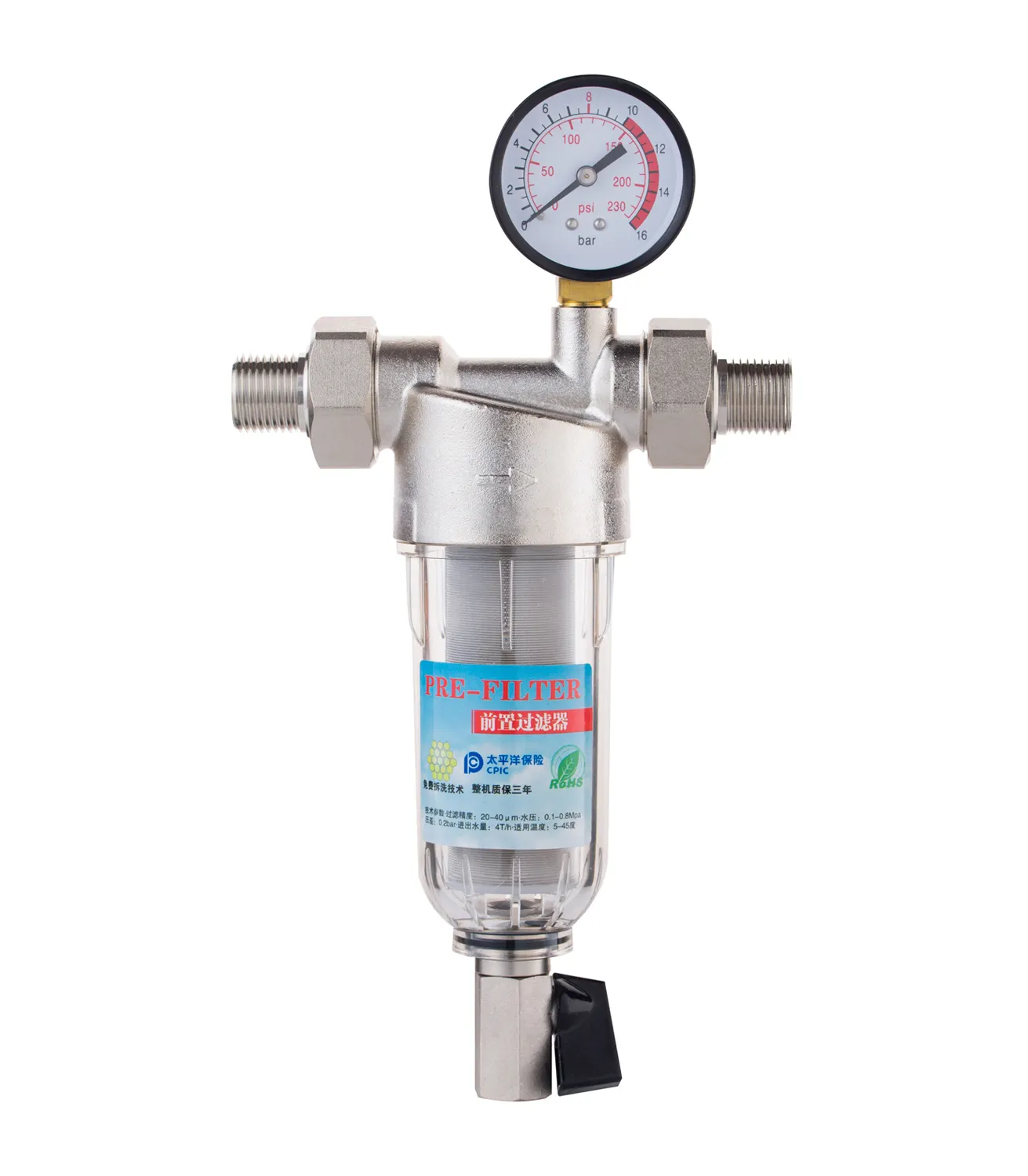 Pre filtro per uso domestico depuratore d'acqua 1/2 ''In rame filtro per l'acqua da 10 pollici