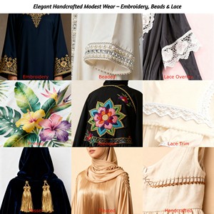 عباية إسلامية مخصصة فستان طويل الأكمام مع تصميم تطريز أنيق للنساء ثوب إسلامي متواضع للأعيد - Product Image 6