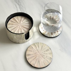 Yeni varış 4-Piece Modern bardak kakma sedef zarif çay masası ped ile özelleştirilebilir Logo siyah özelleştirilebilir Logo - Product Image 3