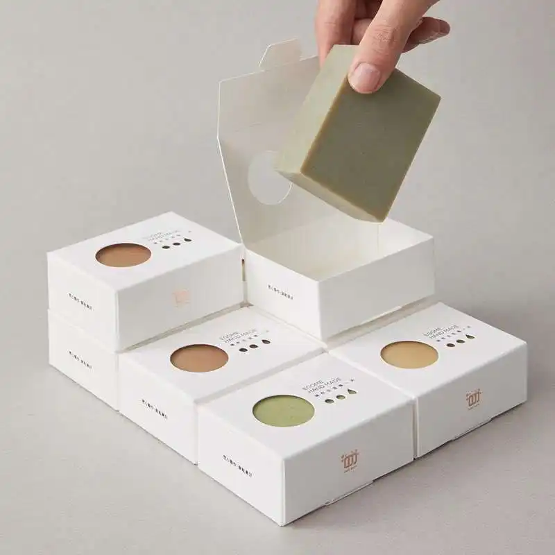 Boîte de savon de barre d'emballage claire faite sur commande écologique avec des boîtes d'emballage de papier de fenêtre pour le savon