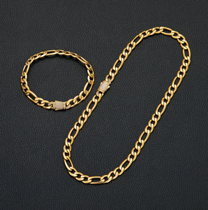 Yeni gelmesi paslanmaz çelik 1:3 NK Figaro zincir bilezik Necklace18k zincir pvd altın kaplama bağlantı köprükemiği zinciri - Product Image 5