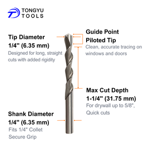 1/4 "cửa sổ & cửa vách thạch cao cut-out Zip bit hướng dẫn điểm thí điểm Tip & 1/8 5/32 3/16 HSS Router bit cho vách thạch cao nhiệm vụ nặng nề cắt - Product Image 2