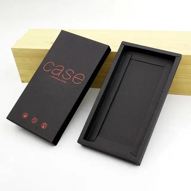 Печатный логотип, верхние и нижние коробки, черная упаковочная коробка может использоваться для размещения упаковки чехла для телефона