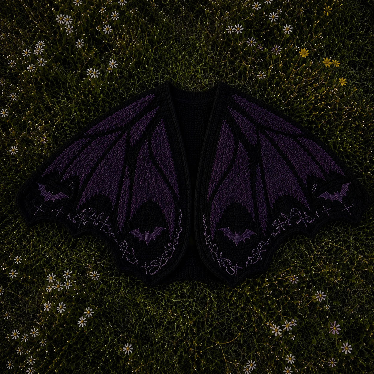 Mantón de murciélago-negro morado oscuro