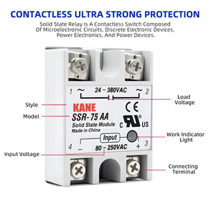 <strong>SSR</strong>-75AA FOTEK Solid State Relay Solid State Module 80-250V Input AC 24-380V AC <strong>Output</strong> Single Phase for <strong>PID</strong> <strong>Temperature</strong> <strong>Control</strong> - Product Image 3