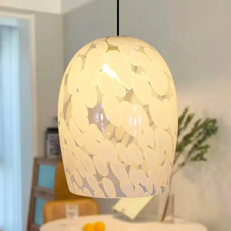 Nordic Living Room White Pattern Glas Lampen schirm für Decken leuchte Modern
