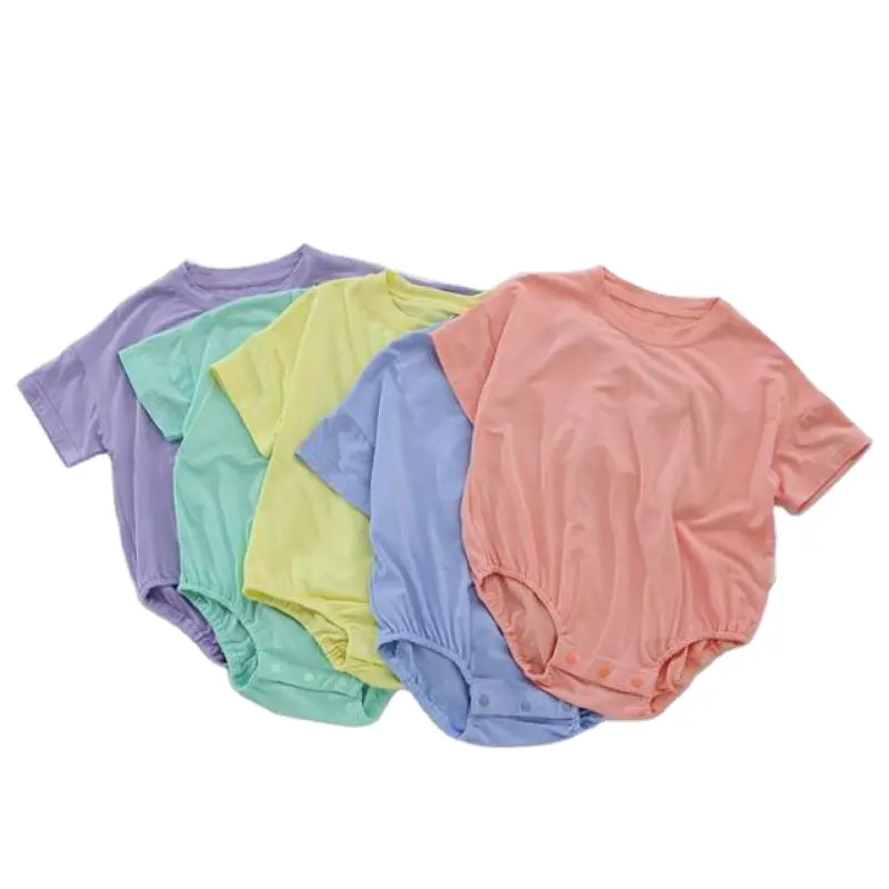 Macacão bolha para bebês, roupa de verão grande de cor sólida, manga curta, com bolhas grossas, ideal para uso em ambientes de verão, 2024