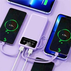 10000mAh Ultra Slim Power Bank Eingebautes Ladekabel Universelles schnelles USB-Laden für iPhone Android Phones Tragbares Ladegerät - Product Image 4