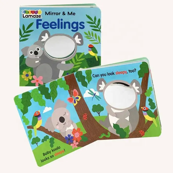 OEM design board book with mirror children story abc learning board books printing